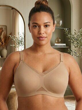 HoneyLove Women Size 1X CrossOver Wireless Nude Seamless Bra
